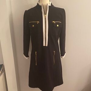 Boston Proper Black Dress with Gold Accents